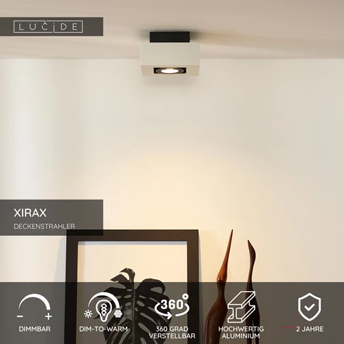 Lucide XIRAX - Deckenstrahler - LED Dim to warm - GU10 - 1x5W 2200K/3000K - Weiß - USP